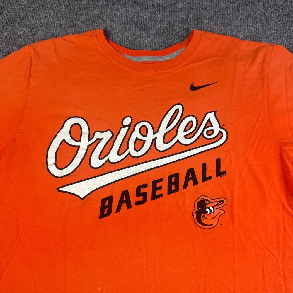 Nike Baltimore Orioles Baseball T-Shirt Mens Large Orange Short Sleeve Logo